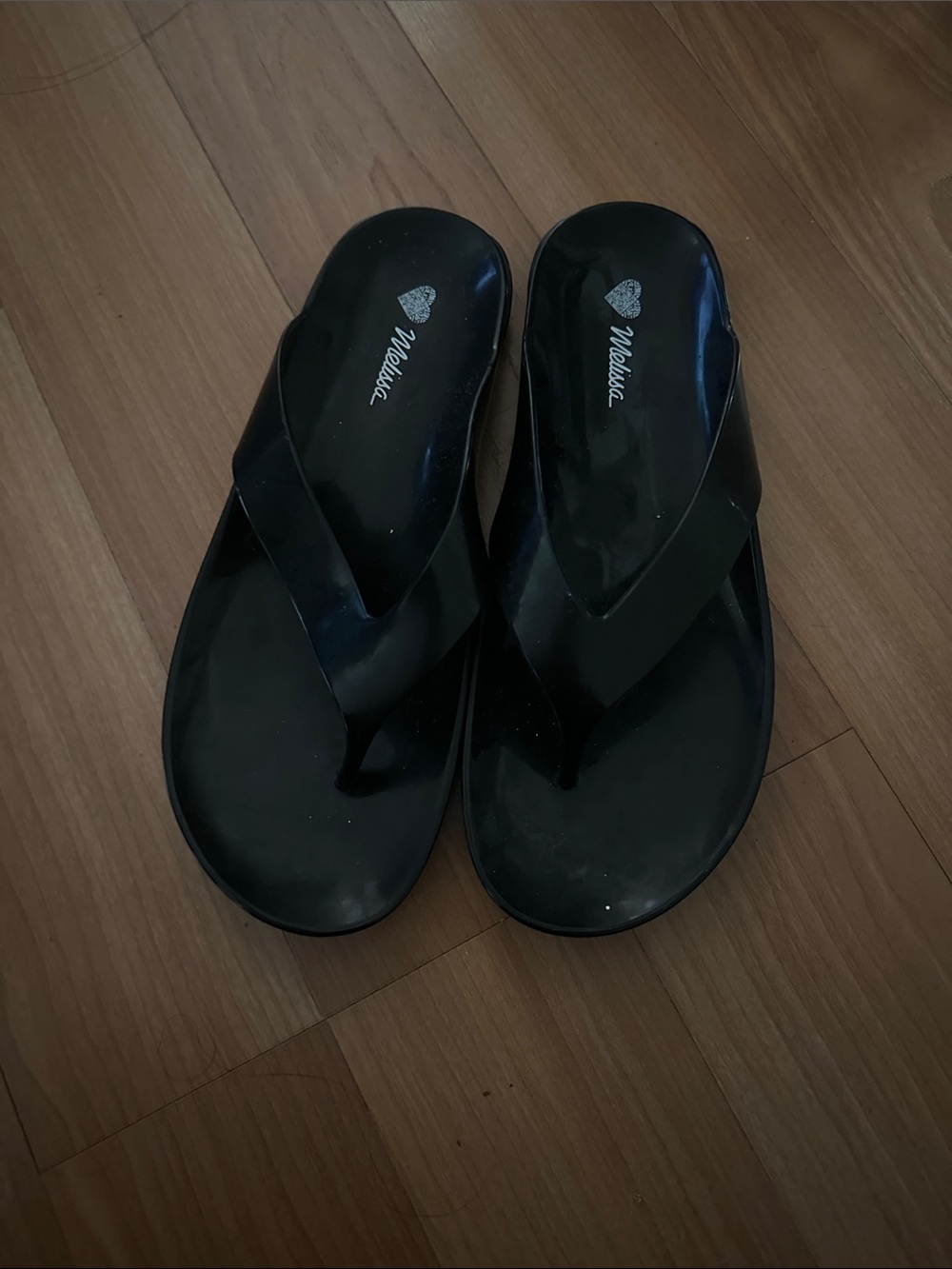 Melissa Black Glossy Thong Sandals